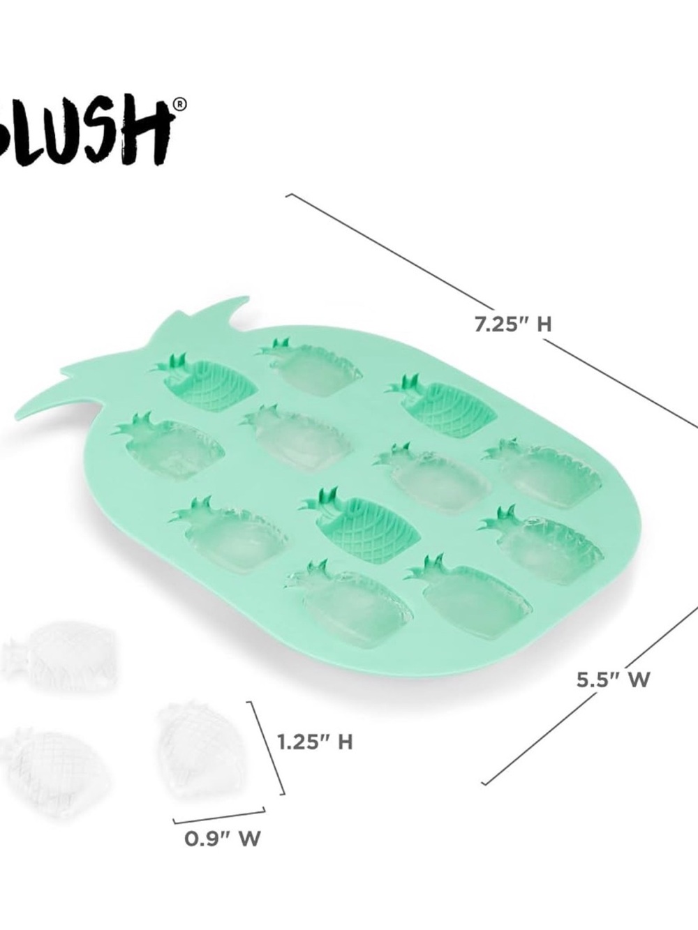 Blush Pineapple Silicone Ice Tray Mold - Mint Green 9 Cubes per tray- Pack of 4
